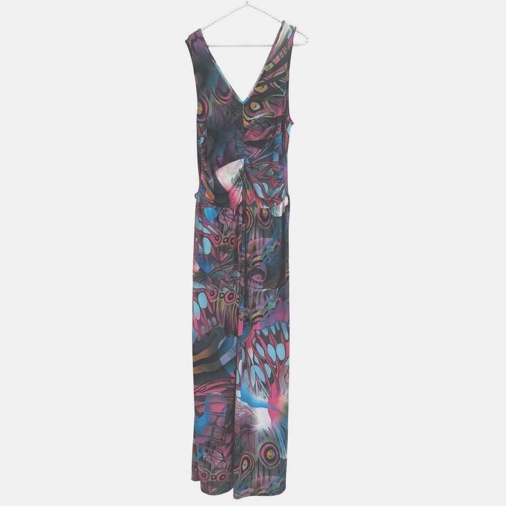 Apple Bottoms Vintage XL Psychedelic V-Neck Maxi Dress Multi-Color Y2K Nelly Era